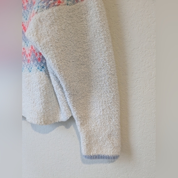 Anthropologie White Colorful Patterned Cozy Chunky Oversized Mock Neck Sweater - Picture 11 of 14